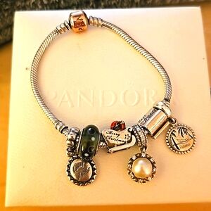 Authentic Pandora Rose Gold Charm Bracelet